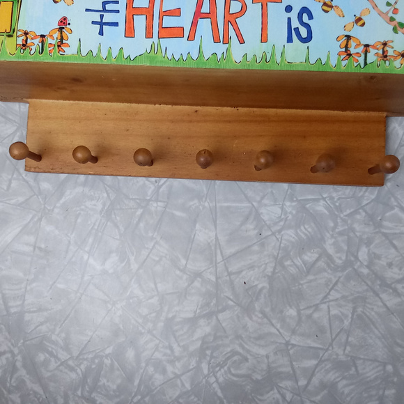 Catch-All Wooden Wall Hanging Box with Key Hooks - Picture 7 of 8